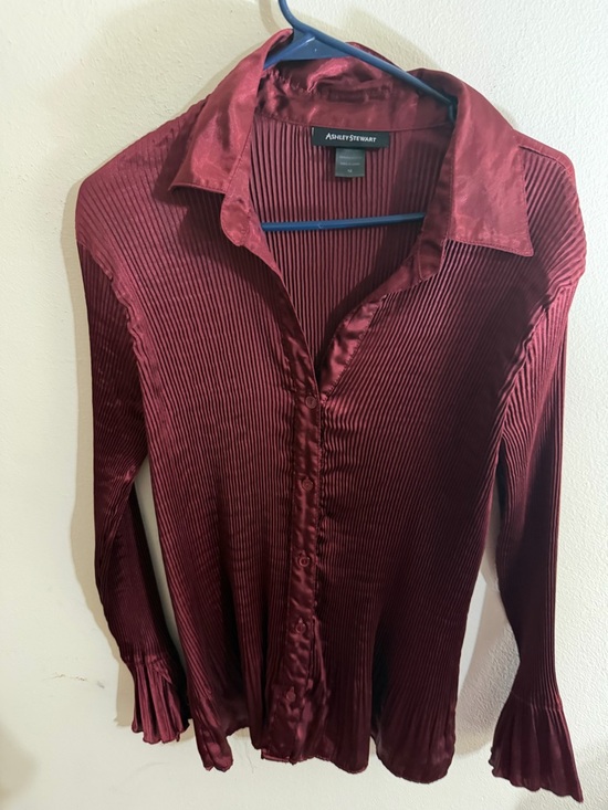 Ashley Stewart Tops - Ashley Stewart Size 16 Wine-Red Silky Pleated Blouse